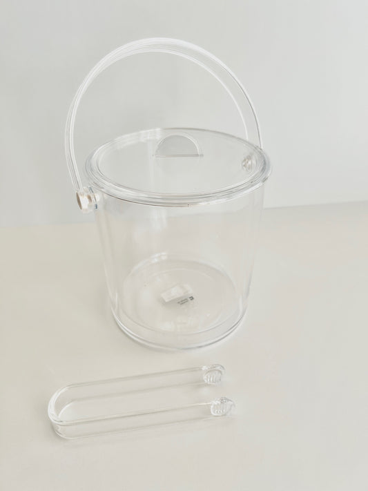 Acrylic double walled ice bucket on white background.
