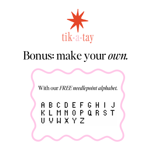 Free needlepoint alphabet chart to make your own press for button by Tikatay