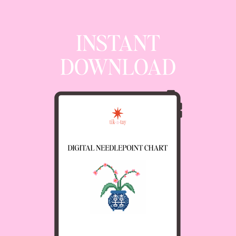 Digital Needlepoint Chart: Double Happy Orchid