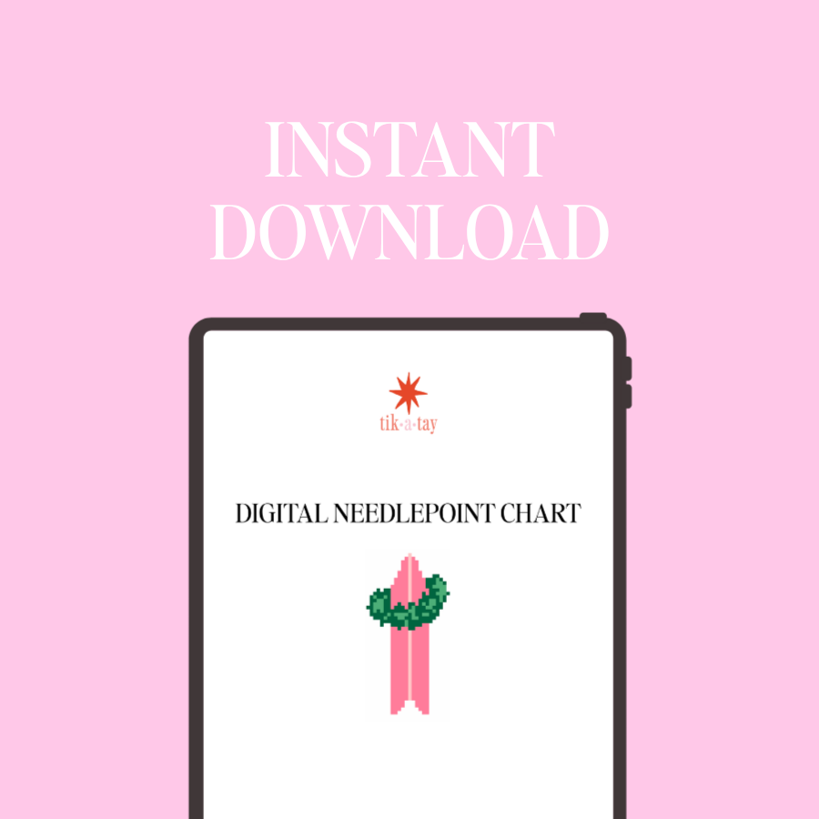 Digital Needlepoint Chart: Coastal Christmas Surfboard