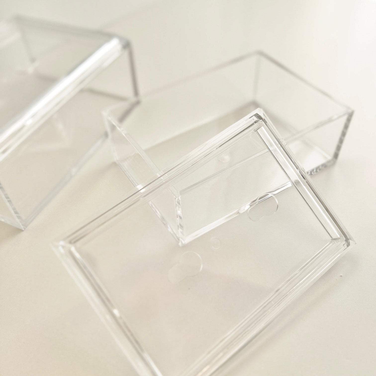Acrylic boxes on white background