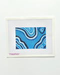 blue malachite needlepoint canvas on white background
