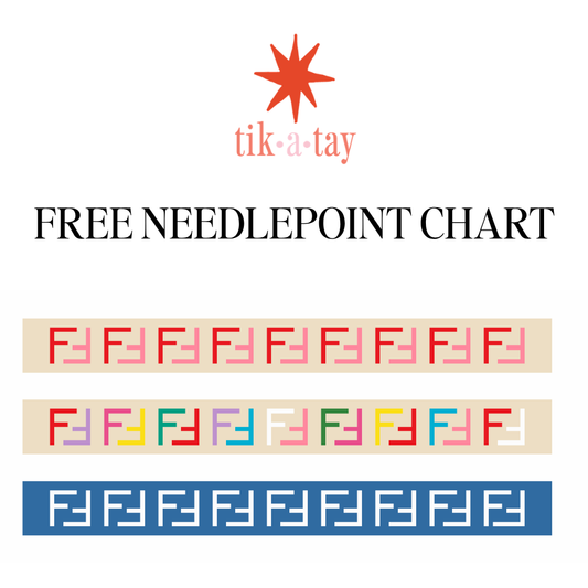 A fun download for a free needlepoint chart with double FFs from Tikatay Needlepoint.