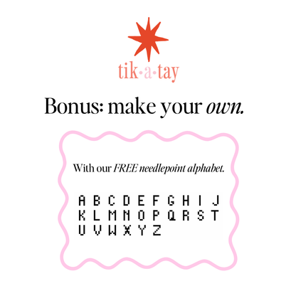 Free needlepoint alphabet chart to make your own press for button by Tikatay