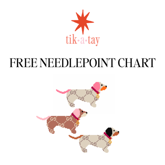 Free needlepoint chart of a dachshund bag charm.