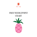 Free Needlepoint Chart of a pink pineapple with a GG logo on the body from Tikatay Needlepoint