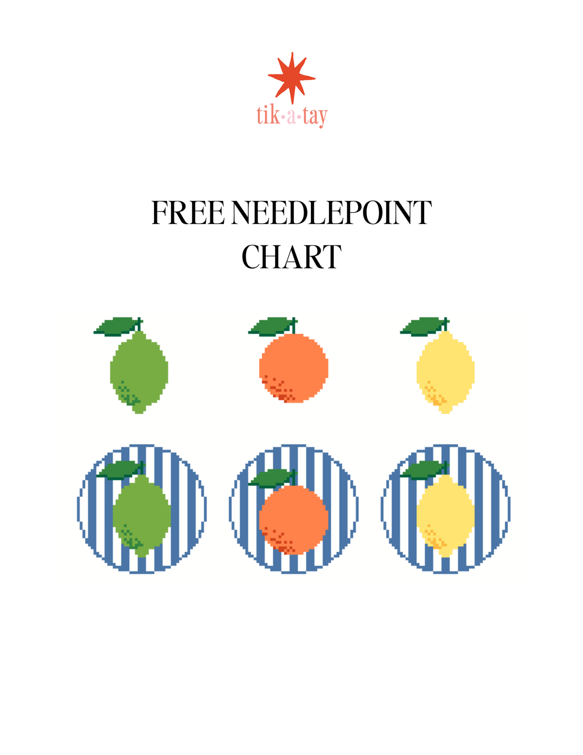 FREE Needlepoint Chart: Fruit Spritz Bag Charms