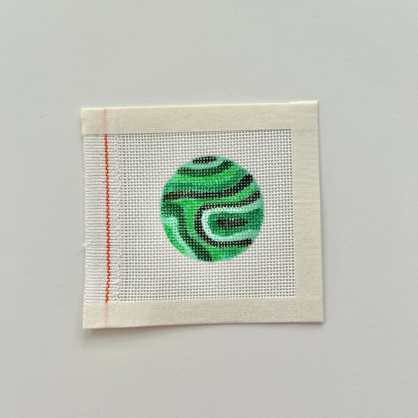 Mini malachite ornament or bag charm needlepoint canvas.