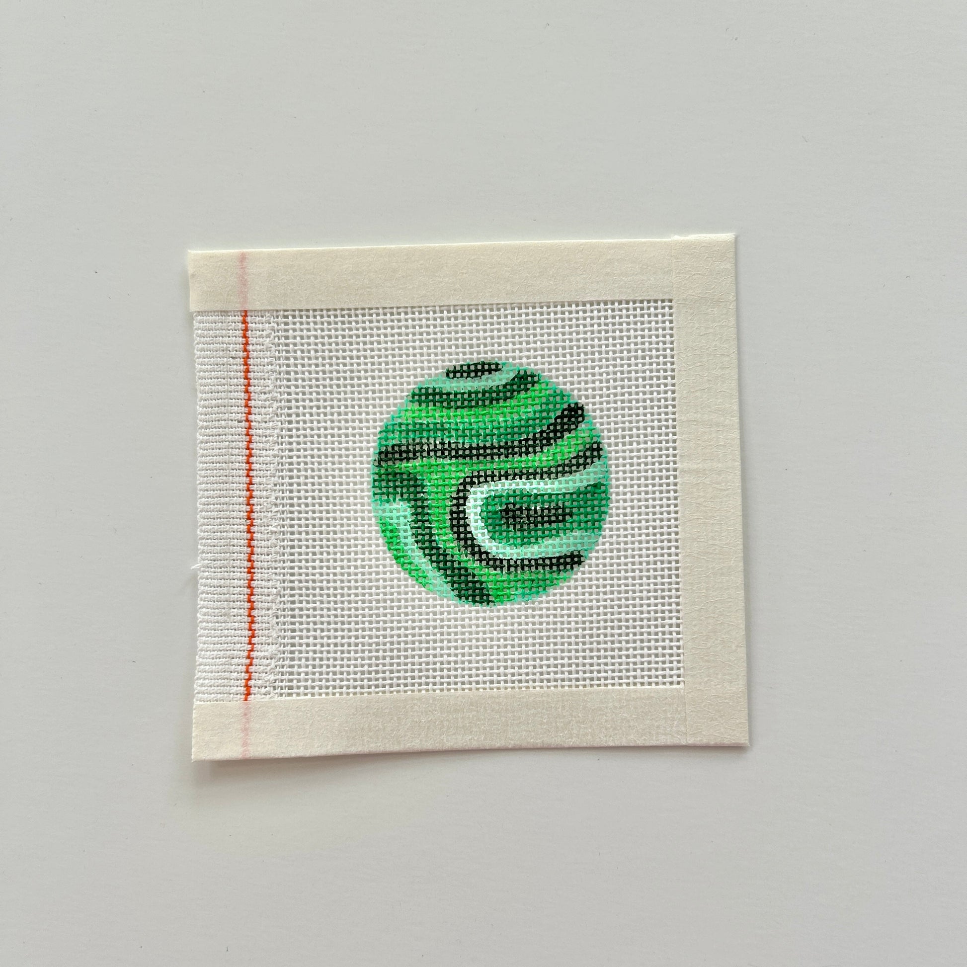 Mini malachite ornament or bag charm needlepoint canvas.