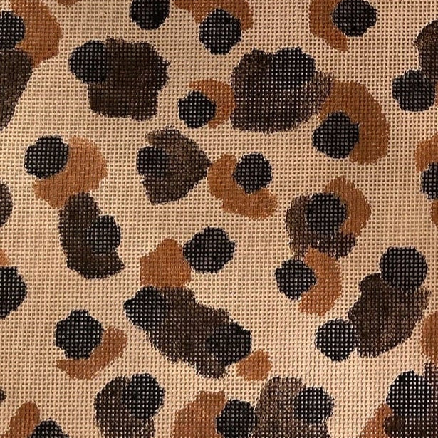 Swatch of  handpainted neutral leopard pattern for flat canvas for needlepoint bag.