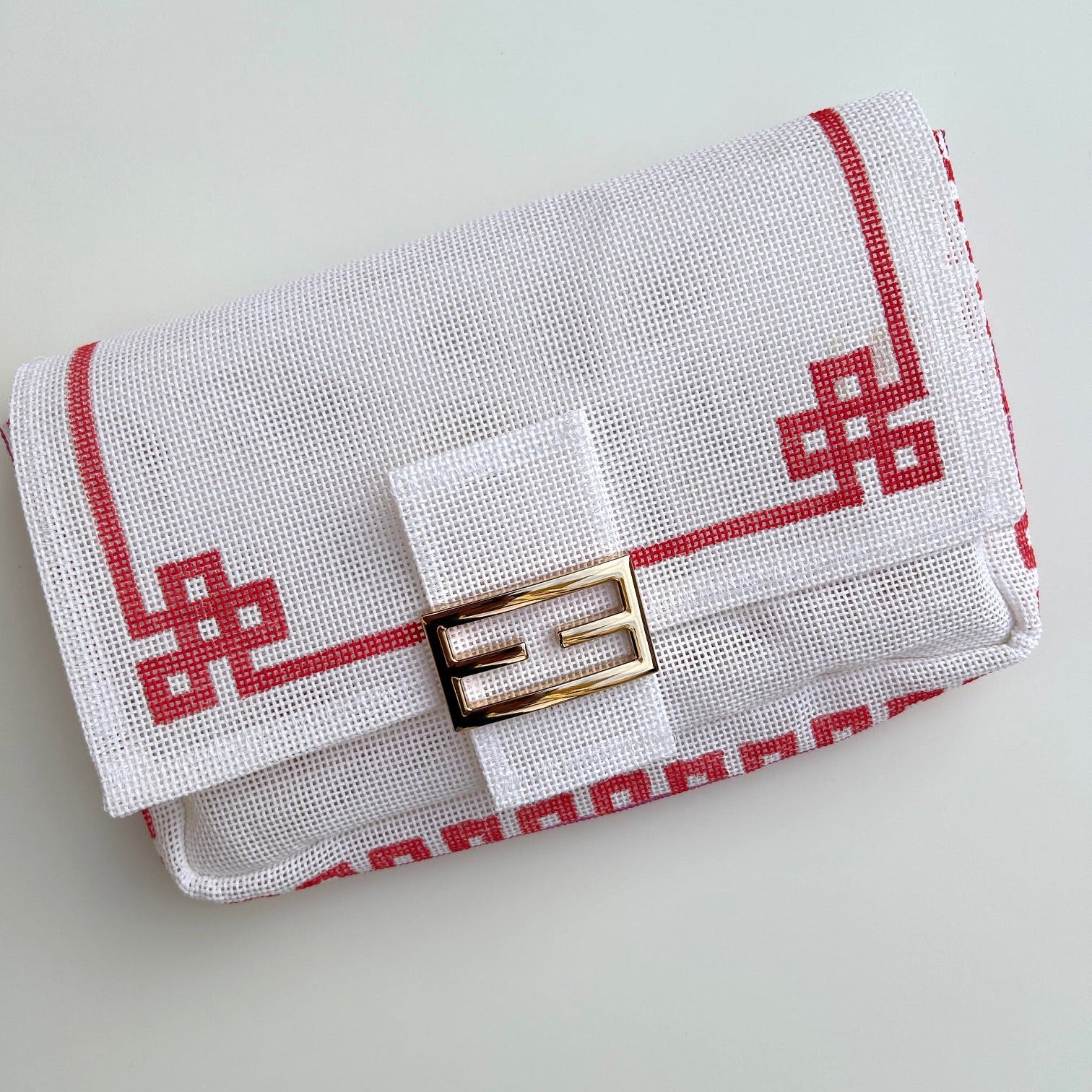 Palm Beach Key Needlepoint Bag in Red/ Pink colorway