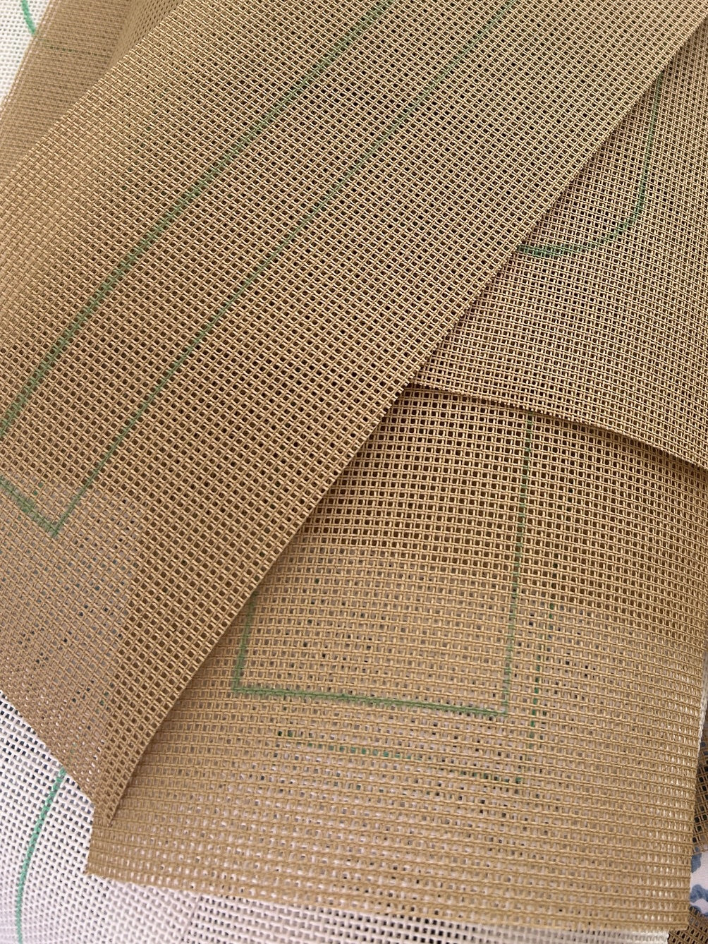 flat needlepoint canvas with pattern in 13 mesh and penelope